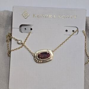 KENDRA SCOTT‎ NECKLACE ANNA SHORT PENDANT GOLD BRONZE VEINED MAROON New!!